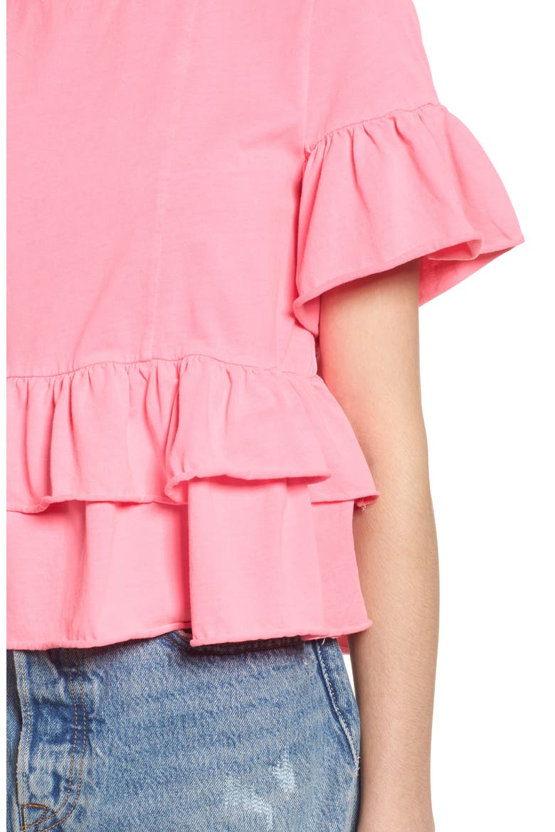 Double Peplum Ruffle Tee, Alternate, color, PINK ZENNA