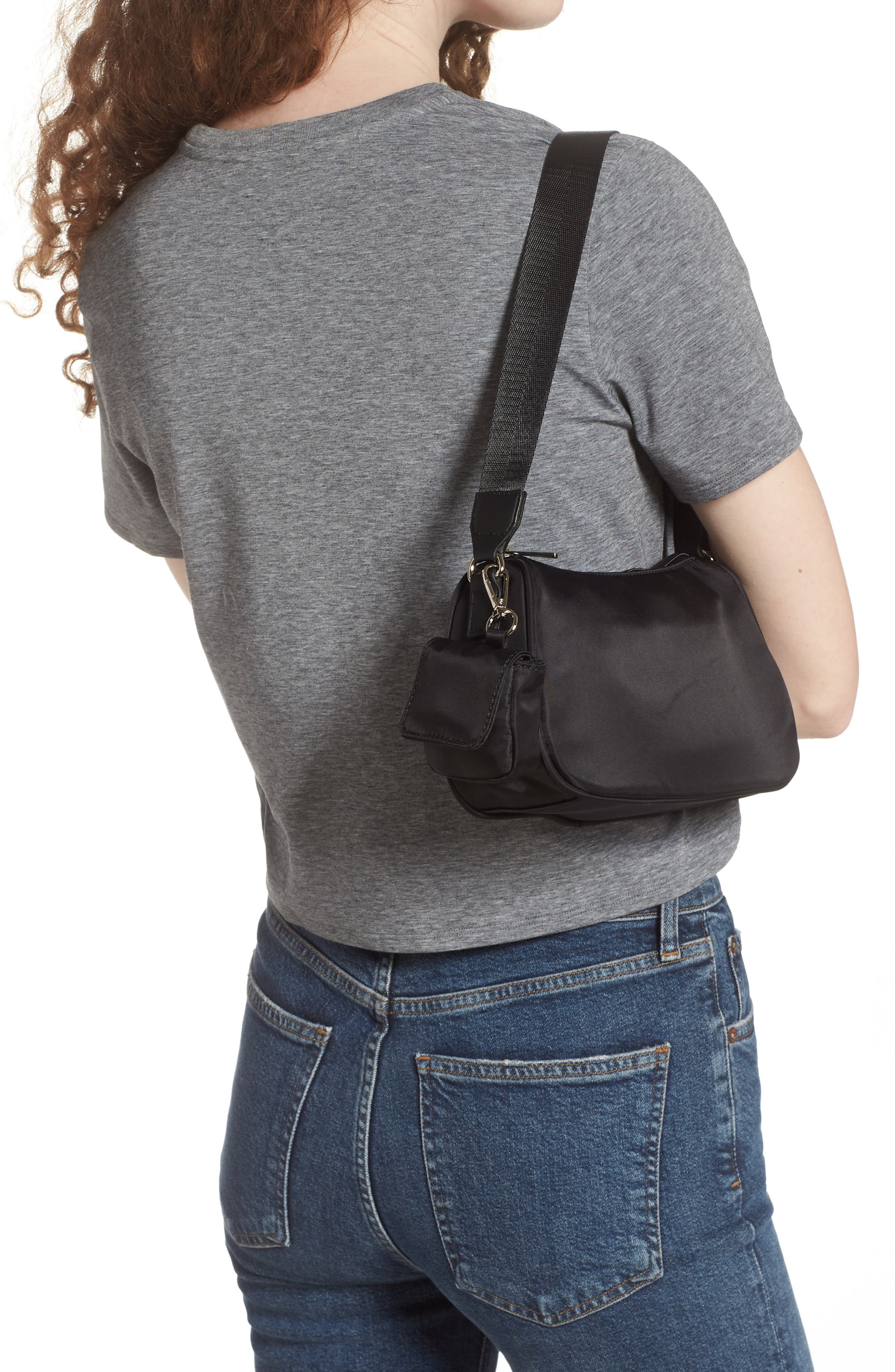 BP Baguette Shoulder Bag with Pouch, Alternate, color, BLACK