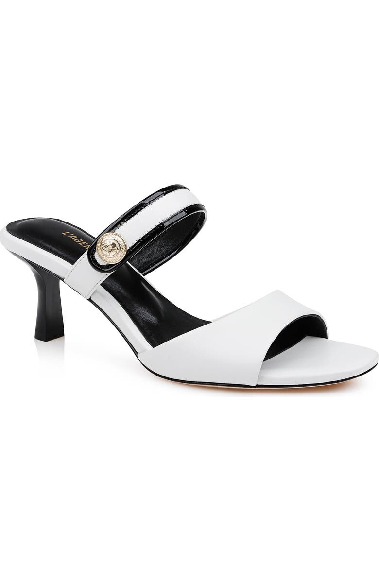 L'AGENCE Giulia Slide Sandal, Main, color, White Leather