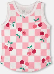 Deux par Deux Organic Cotton Jersey Cherries Sleeveless Tank Top