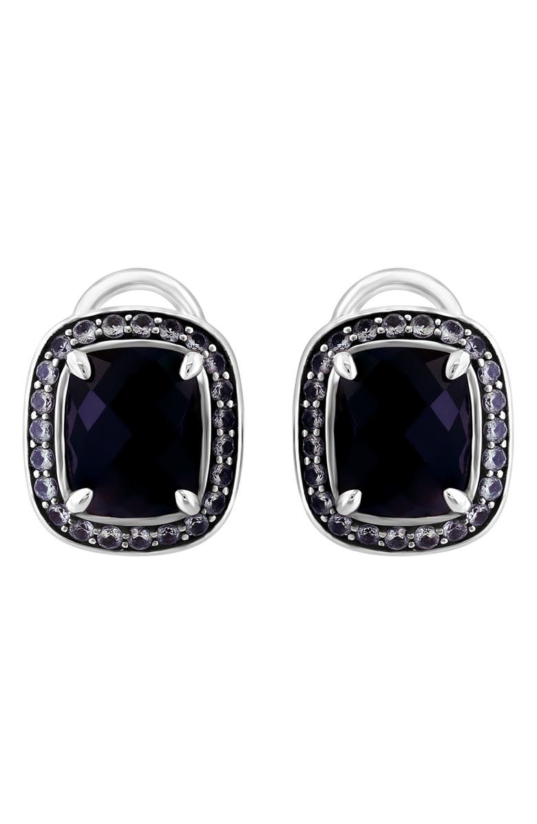 Sterling Silver Onyx & Topaz Stud Earrings