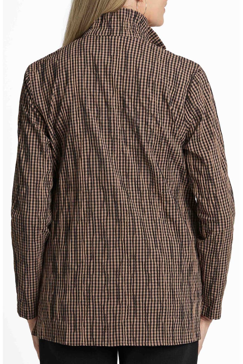 Carolina Crinkled Gingham Cotton Blend Shirt Jacket, Alternate, color, ALMOND/ BLACK