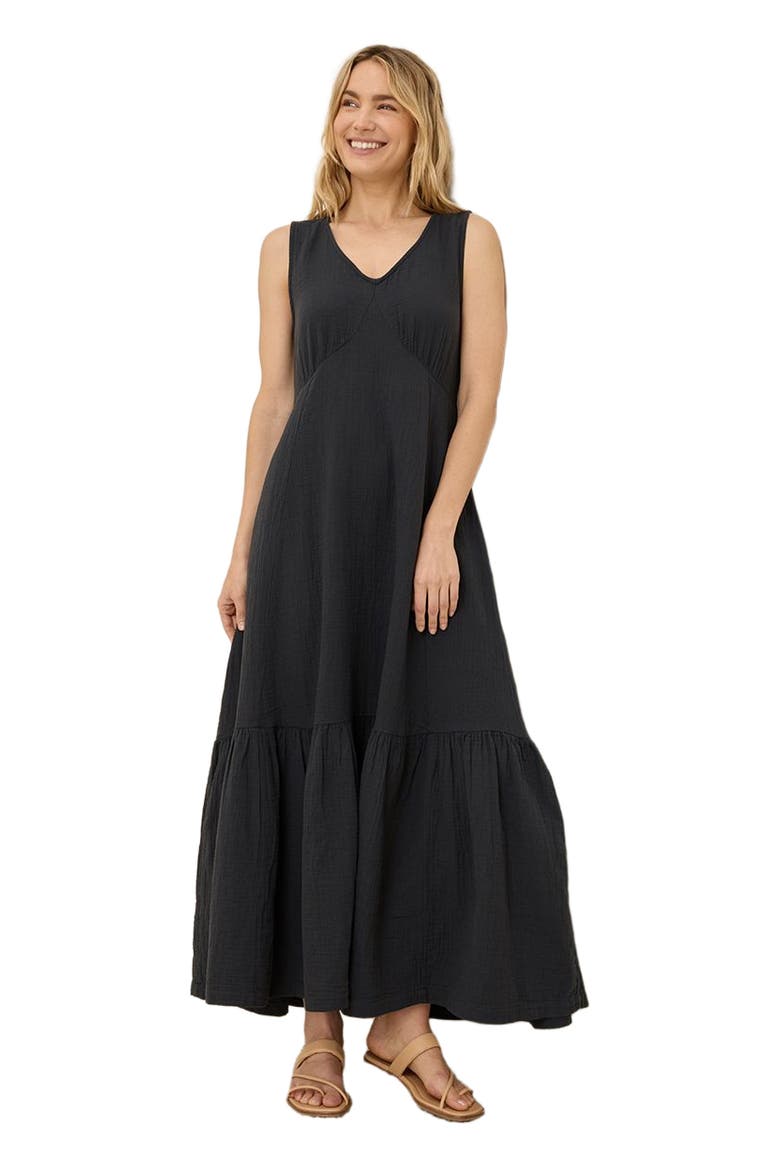 Organic Cotton Double Gauze Beach To Brunch Dress, Main, color, Black