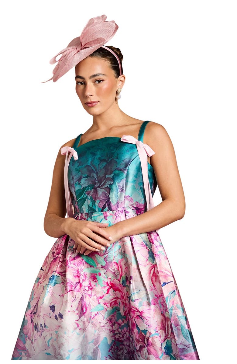 Coast Strappy Bow Detail Twill Midi Dress, Alternate, color, Teal