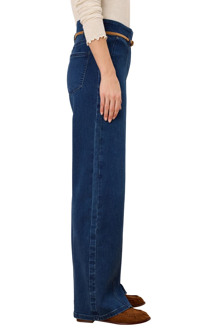 Weekend High Waist Belted Wide Leg Jeans, Alternate, color, HARBOR