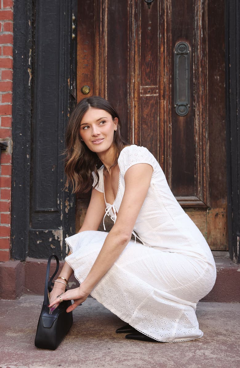 WAYF x Styled by COCO! Cara Cotton Eyelet Midi Dress, Alternate, color, Ivory