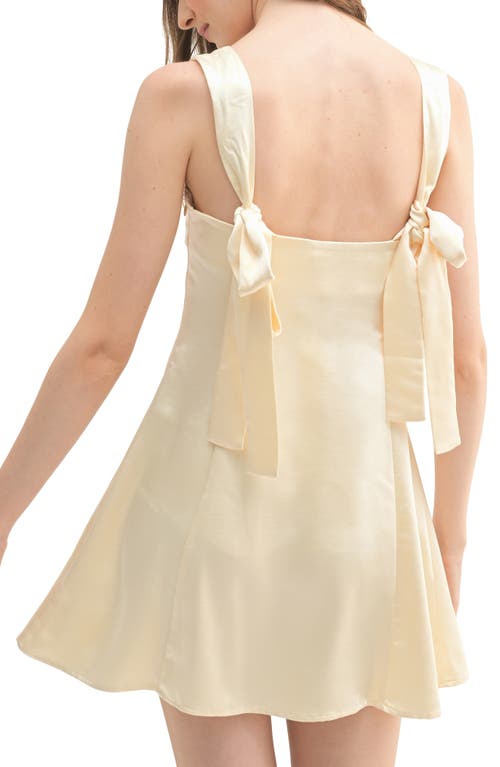 Lush Bow Back Minidress In Pearl Champagne