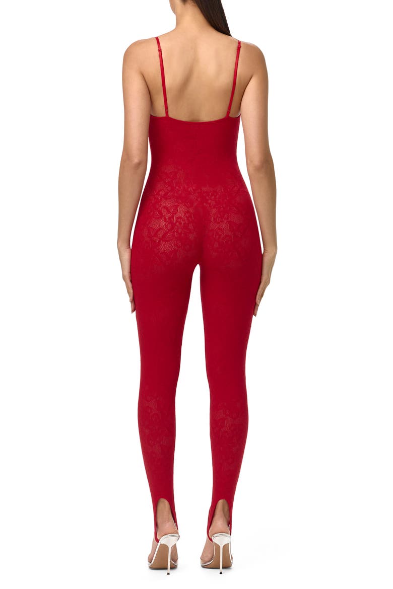 Lace Stretch Lace Stirrup Jumpsuit, Alternate, color, RUBY RED