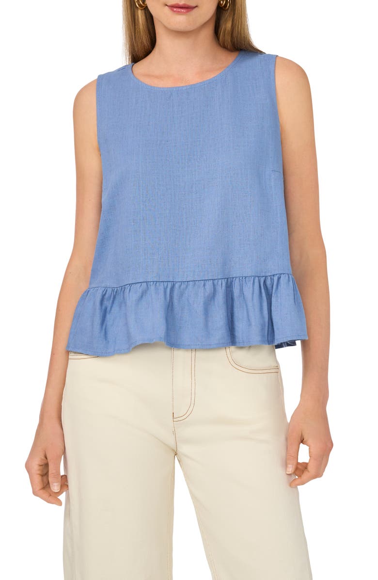 Vince Camuto Sleeveless Peplum Top, Main, color, Cadet Blue