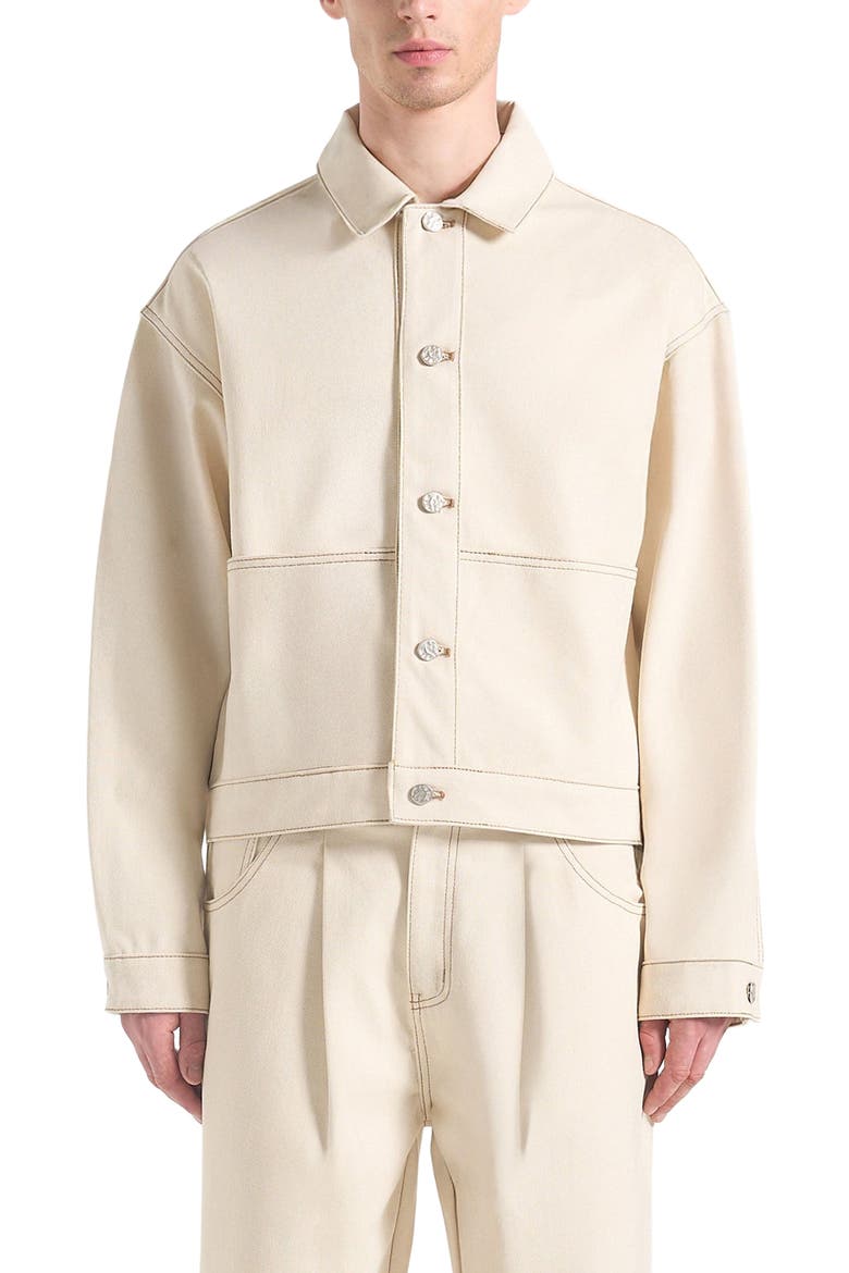 Damien Denim Jacket with Back Pleat, Alternate, color, Cream