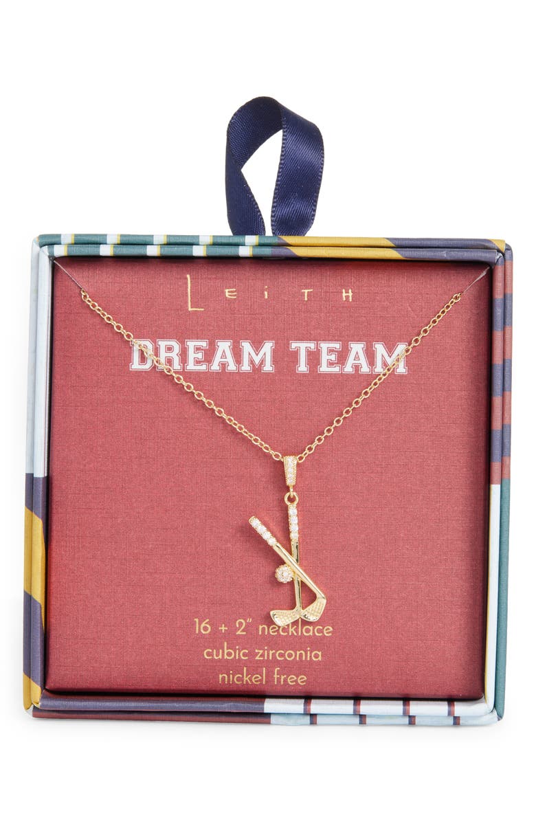 Leith Pavé CZ Golf Club Pendant Necklace, Main, color, Clear- Gold