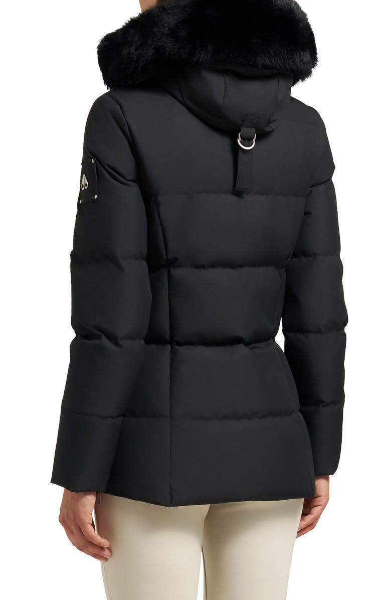 Moose Knuckles Cloud 800 Fill Power Down Puffer Jacket with Removable Genuine Shearling Trim, Alternate, color, Blk W/ Blk Sh