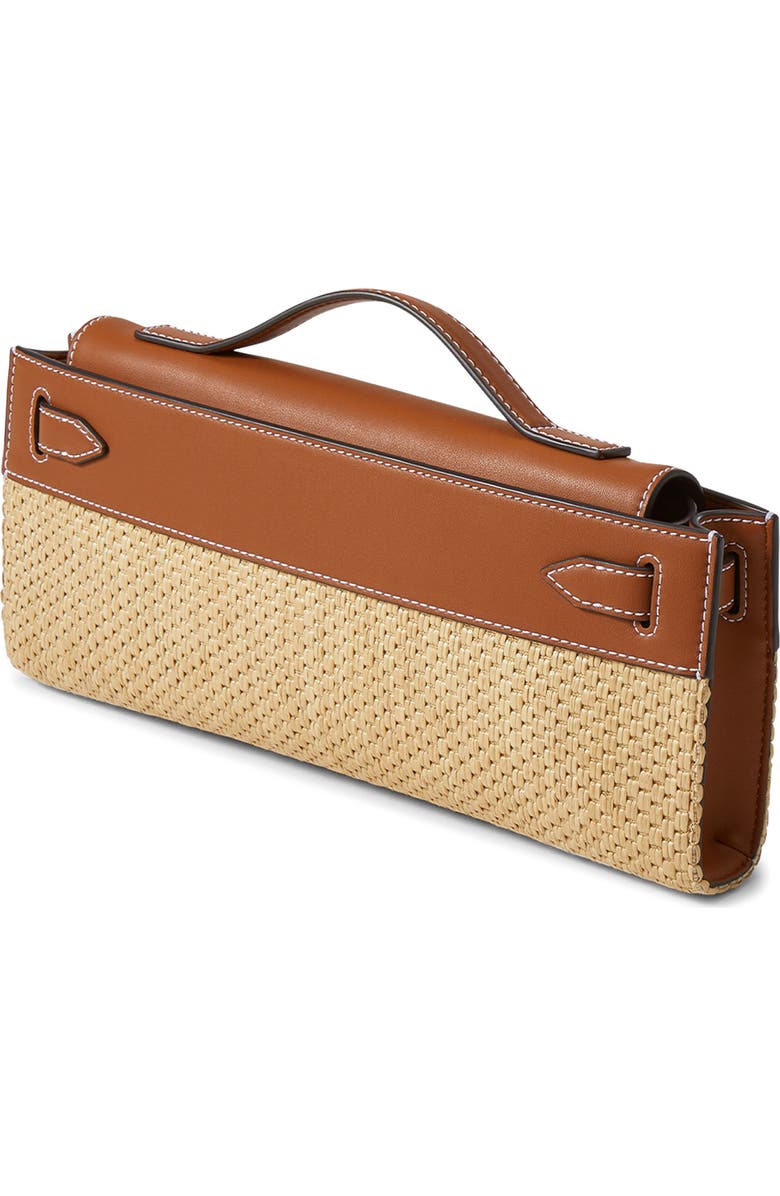Veronica Beard Dash Leather & Raffia Clutch, Alternate, color, Hazelwood Natural