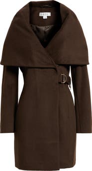 Via Spiga Hooded Wool Blend Belted Coat