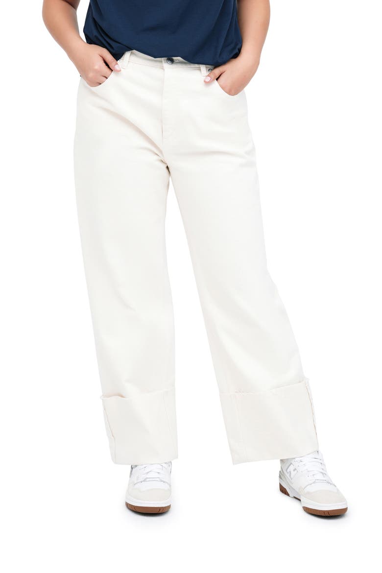 Whitlock High Waist Cuff Straight Leg Jeans, Main, color, OFF WHITE