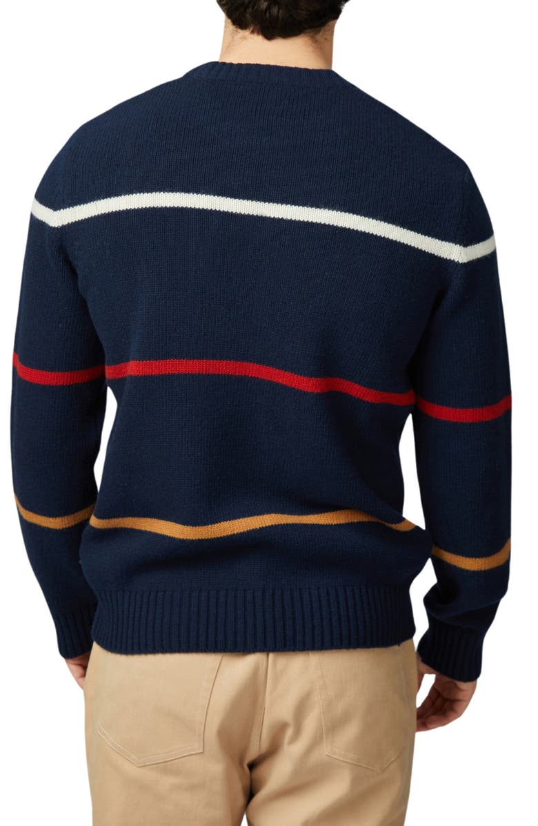 Ben Sherman Stripe Lambswool Blend Cable Crewneck Sweater, Alternate, color, Dark Navy
