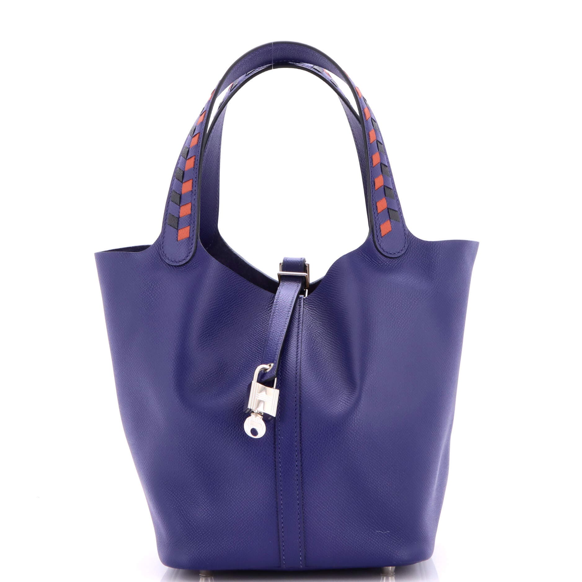 Picotin Lock Bag Tressage Epsom MM, Main, color, Blue
