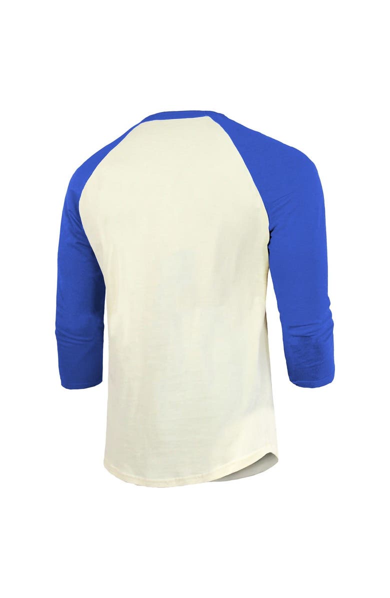 Majestic Threads Men's Majestic Threads Cream/Royal Los Angeles Dodgers 2024 World Series Champions 3/4-Sleeve Raglan Tri-Blend T-Shirt, Alternate, color, 