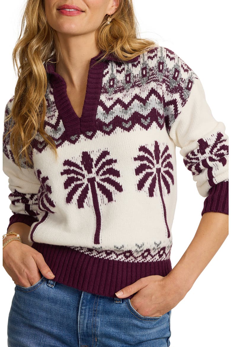 Cloud Bay Fair Isle Johnny Collar Sweater, Main, color, COCONUT