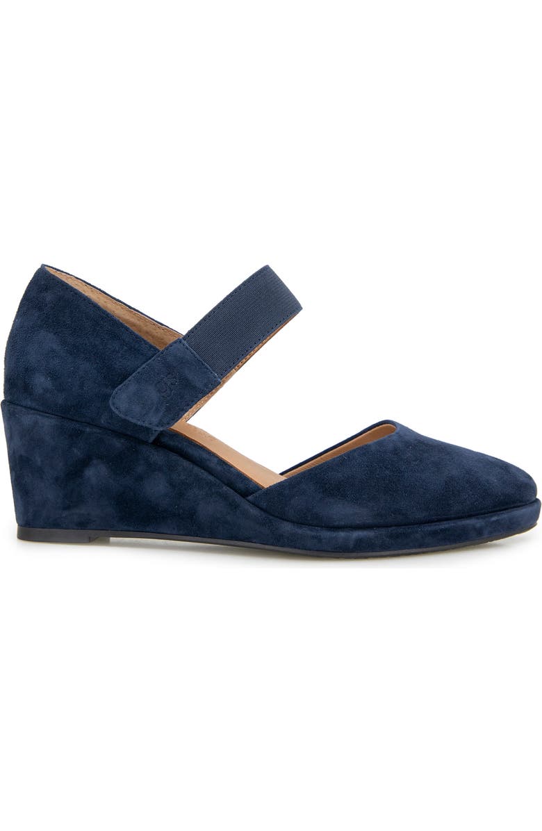 Gentle Souls Oriana Ankle Strap Wedge Pump, Alternate, color, Navy Suede