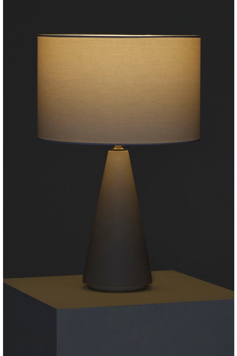 Nathaniel 20" Cement LED Table Lamp with Cream Cotton Drum Shade, Alternate, color, Beige/Cream