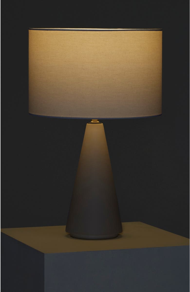 Brightech Nathaniel 20" Cement LED Table Lamp with Cream Cotton Drum Shade, Alternate, color, Beige/Cream