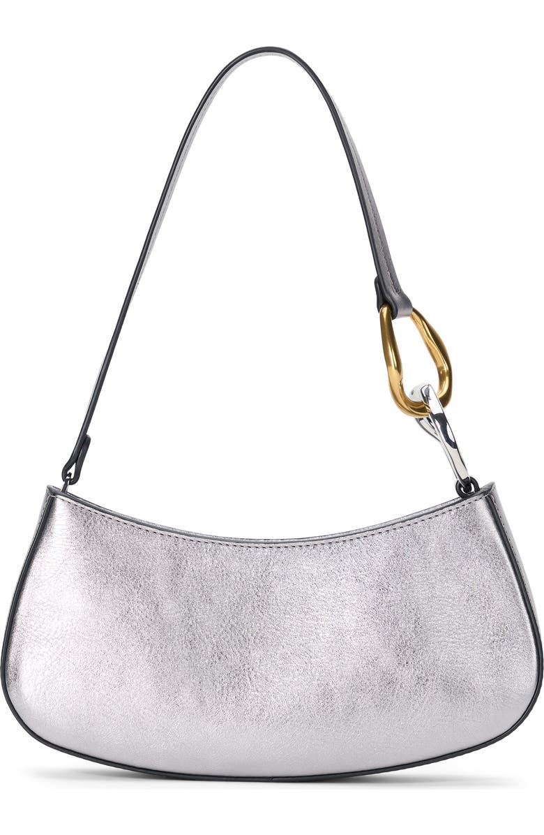 STAUD Ollie Leather Shoulder Bag, Main, color, Pewter