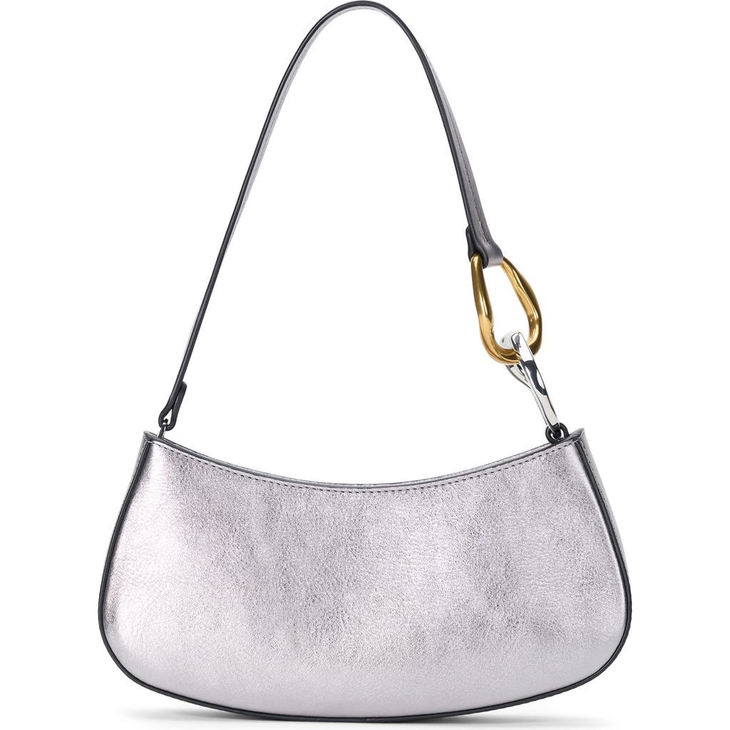 Staud Ollie Leather Shoulder Bag In Gray