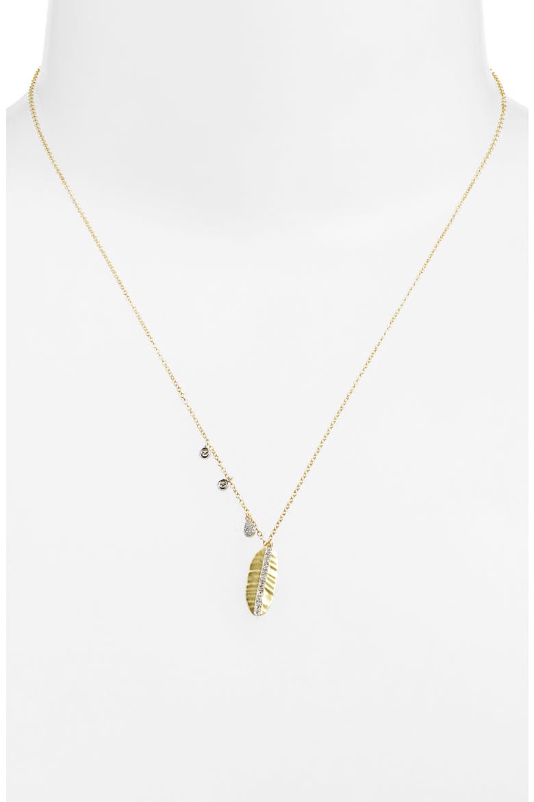 Leaf & Diamond Charm Necklace, Alternate, color, TWO TONED YELLOW GOLD