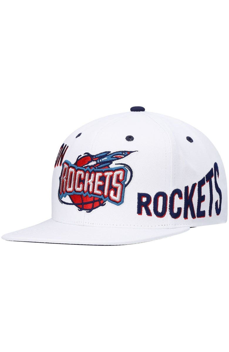 Mitchell & Ness Men's Mitchell & Ness x Lids White Houston Rockets Hardwood Classics Reppin Retro Snapback Hat, Main, color,
