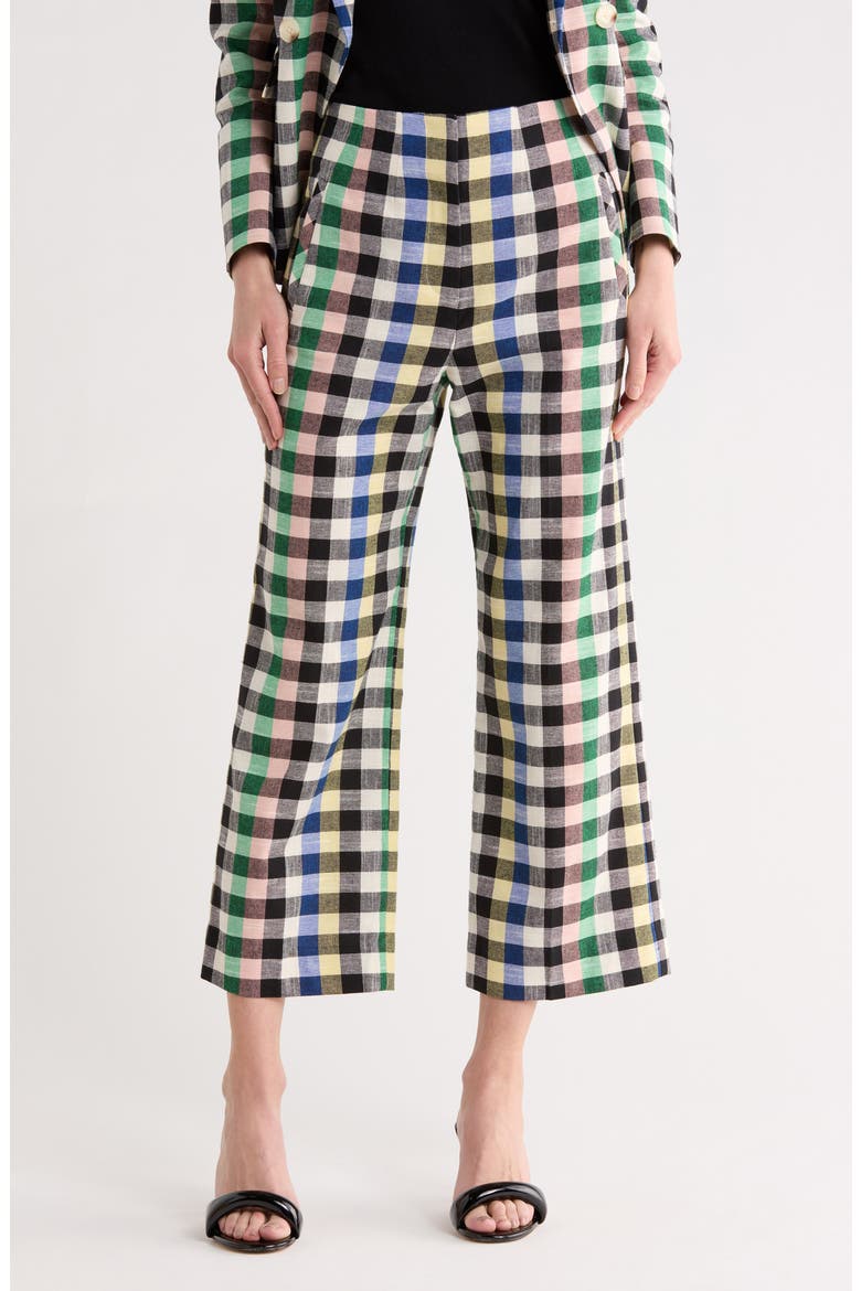 Dova Check Cotton Blend Pants, Main, color, BLACK MULTI
