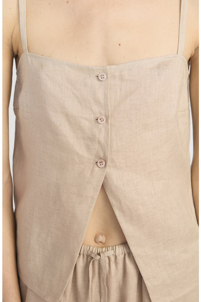 The Linen Button Camisole, Alternate, color, FLAX