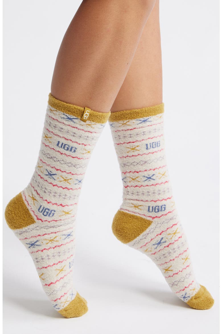 Leslie Crew Socks, Main, color, OCHRE GREEN MULTI UGGISLE