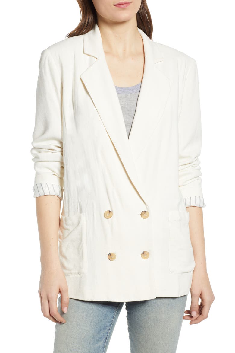 Double Breasted Blazer, Alternate, color, IVORY