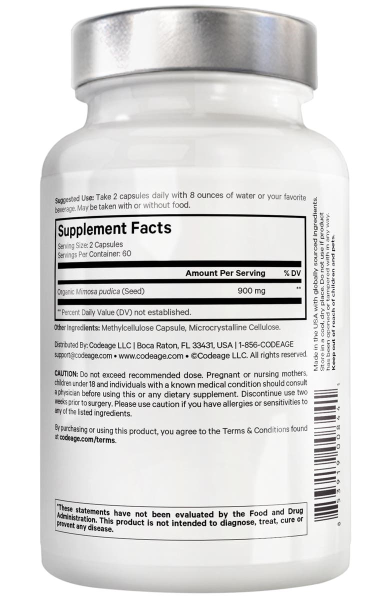 Codeage Amen Organic Mimosa Pudica Seeds Capsules, Alternate, color, White