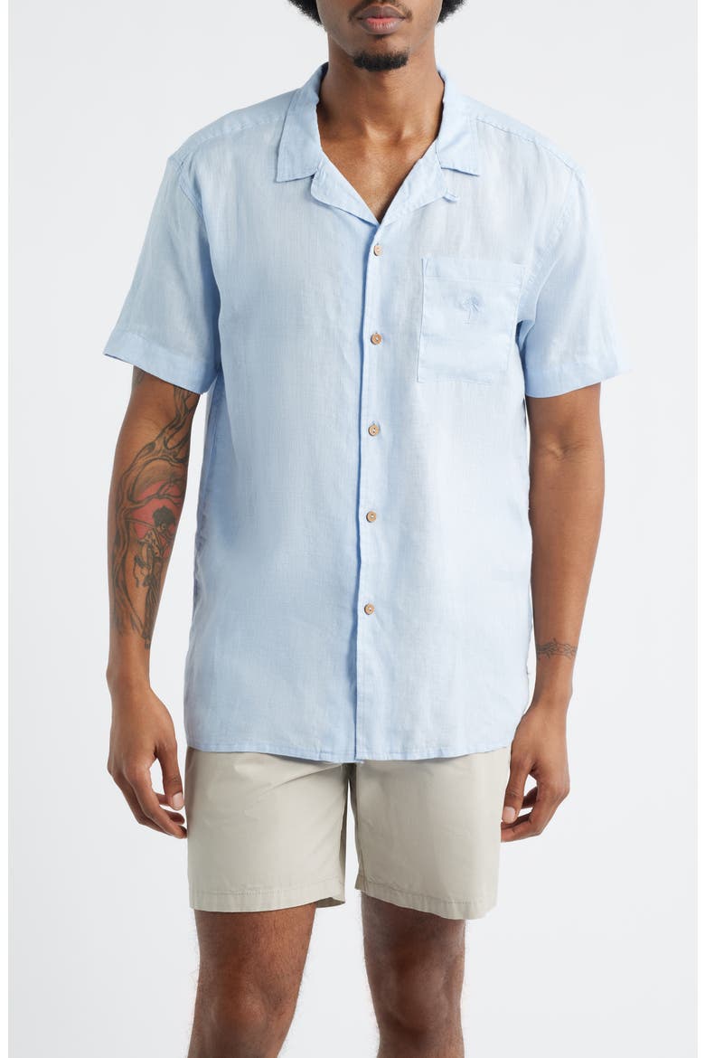 Short Sleeve Button-Up Camp Shirt, Main, color, BLUE