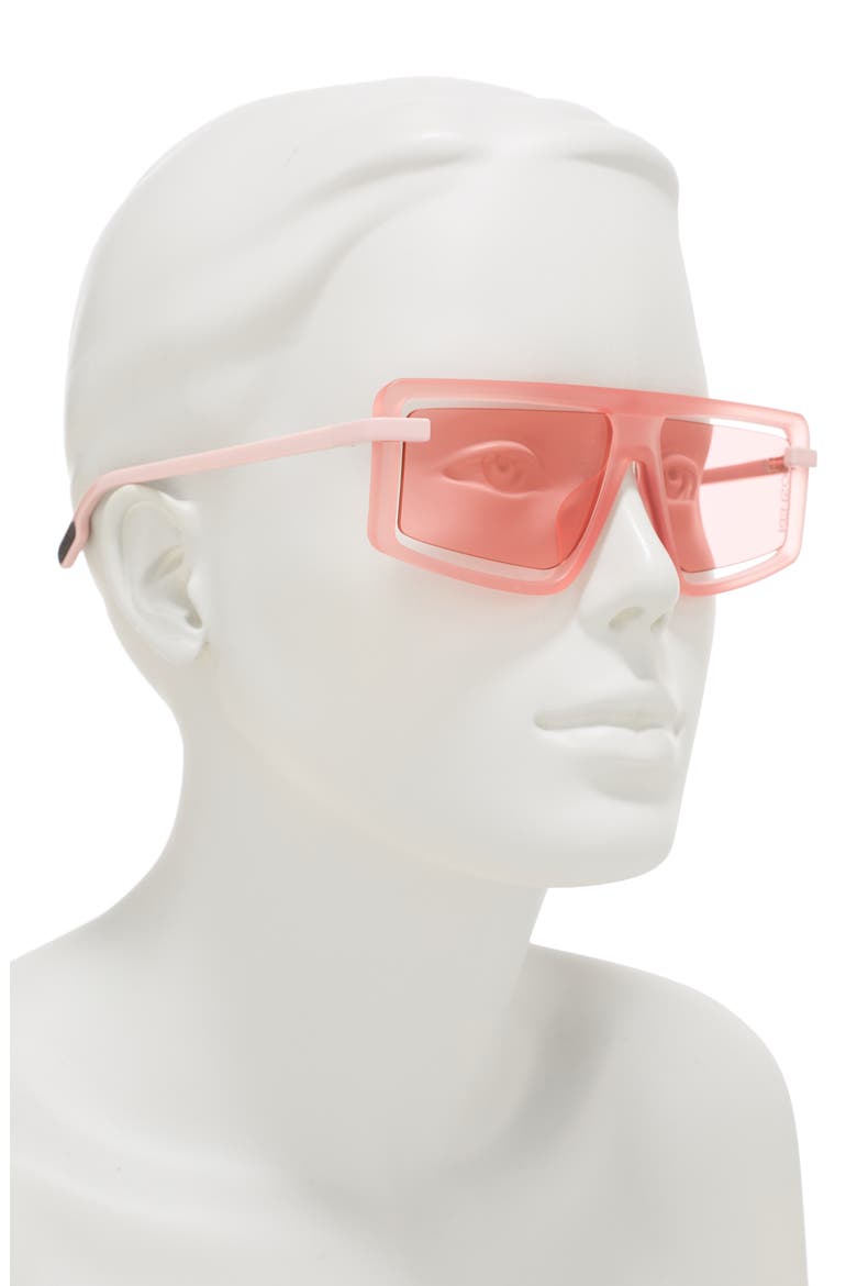 73mm Flat Top Shield Sunglasses, Alternate, color, MATTE PINK VIOLET