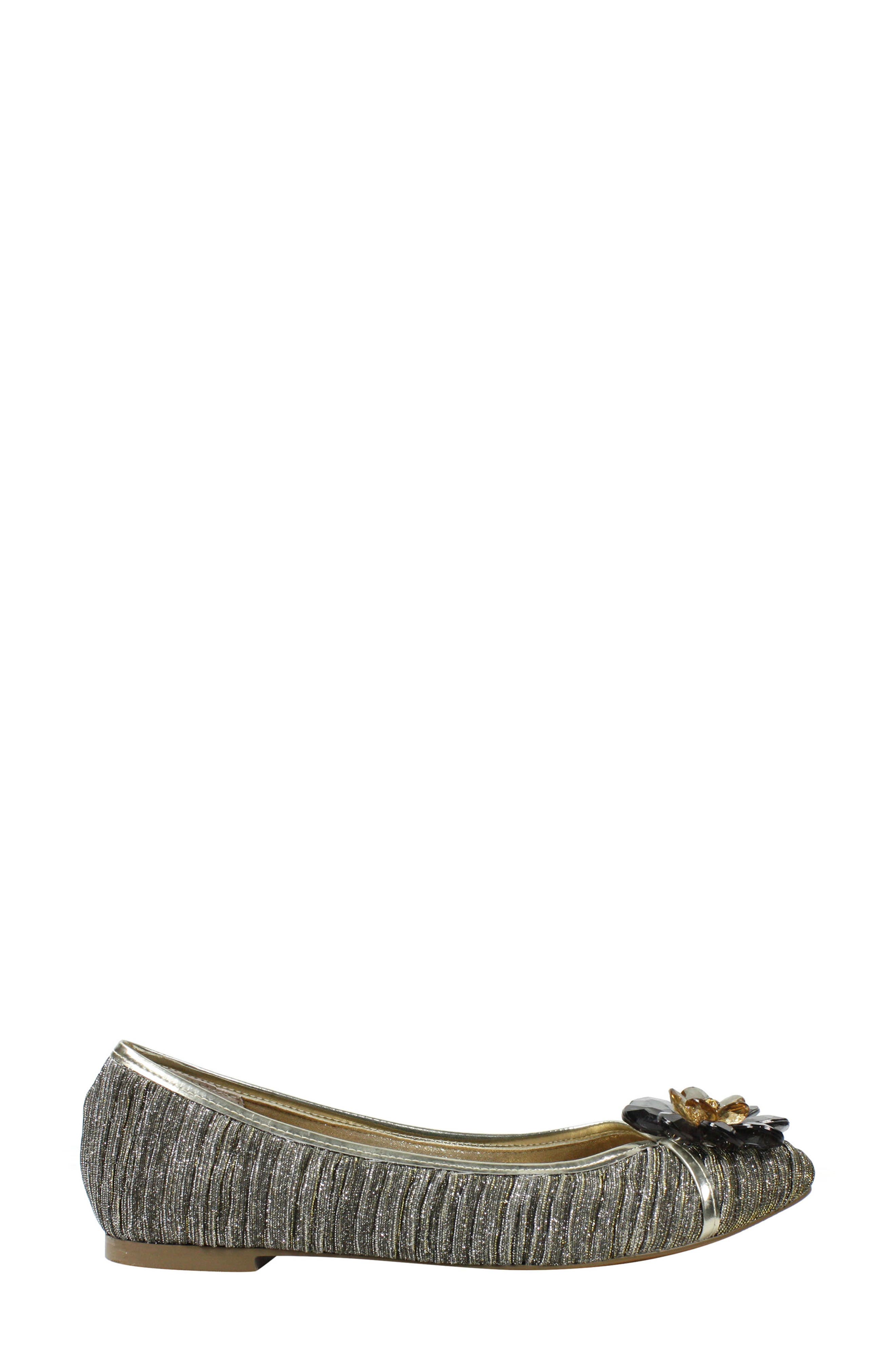 J. Reneé Panyin Crystal Flower Metallic Skimmer Flat, Alternate, color, 