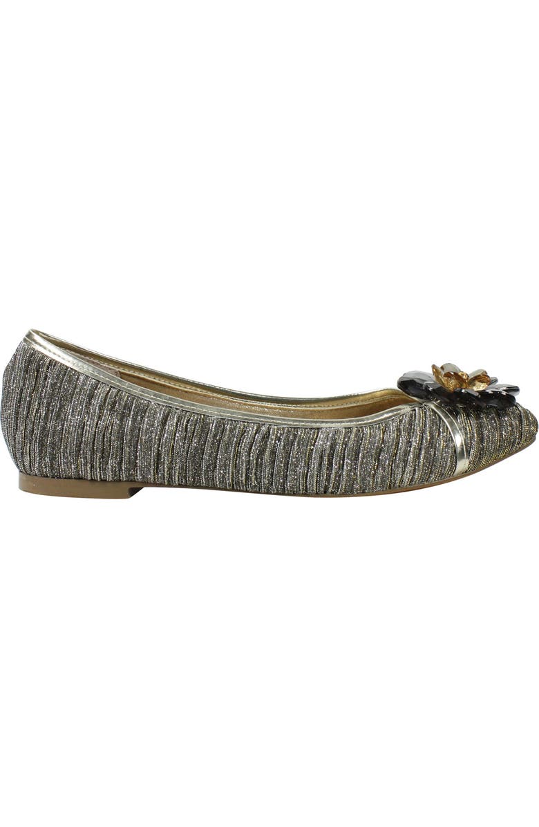 J. Reneé Panyin Crystal Flower Metallic Skimmer Flat, Alternate, color,