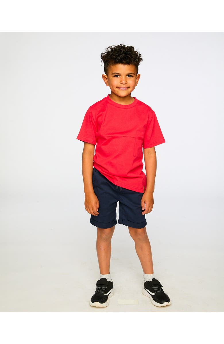 Deux par Deux Organic Cotton Colorblock Jersey T-Shirt with Chest Pocket, Alternate, color, Red