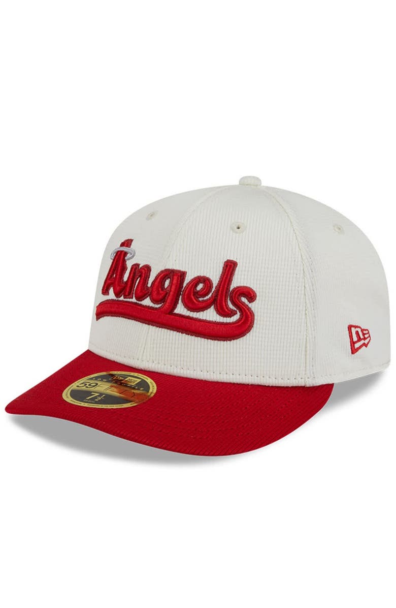 New Era Men's New Era Cream/Red Los Angeles Angels City Connect Batting Practice Low Profile 59FIFTY Fitted Hat, Alternate, color, Cream