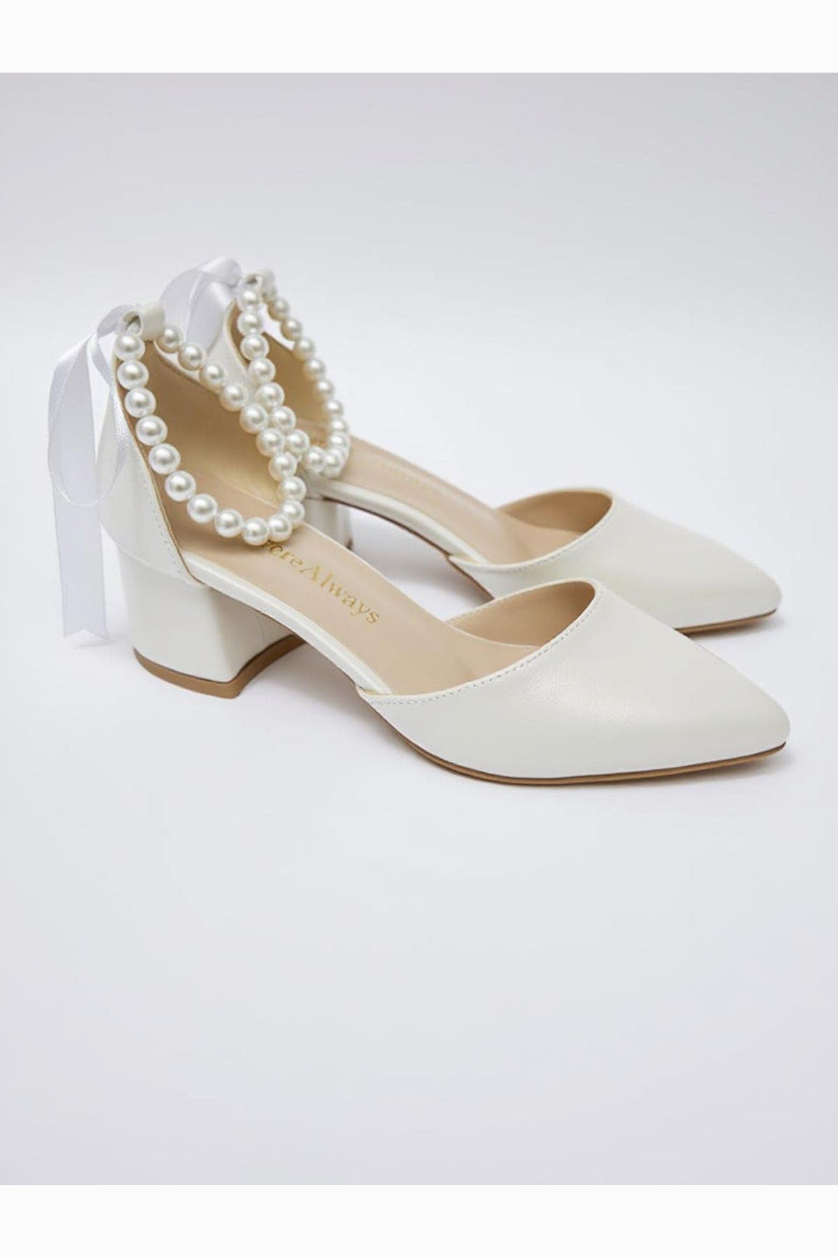 Forever & Always Shoes Evania Block Heel Wedding Pump, Alternate, color, Ivory
