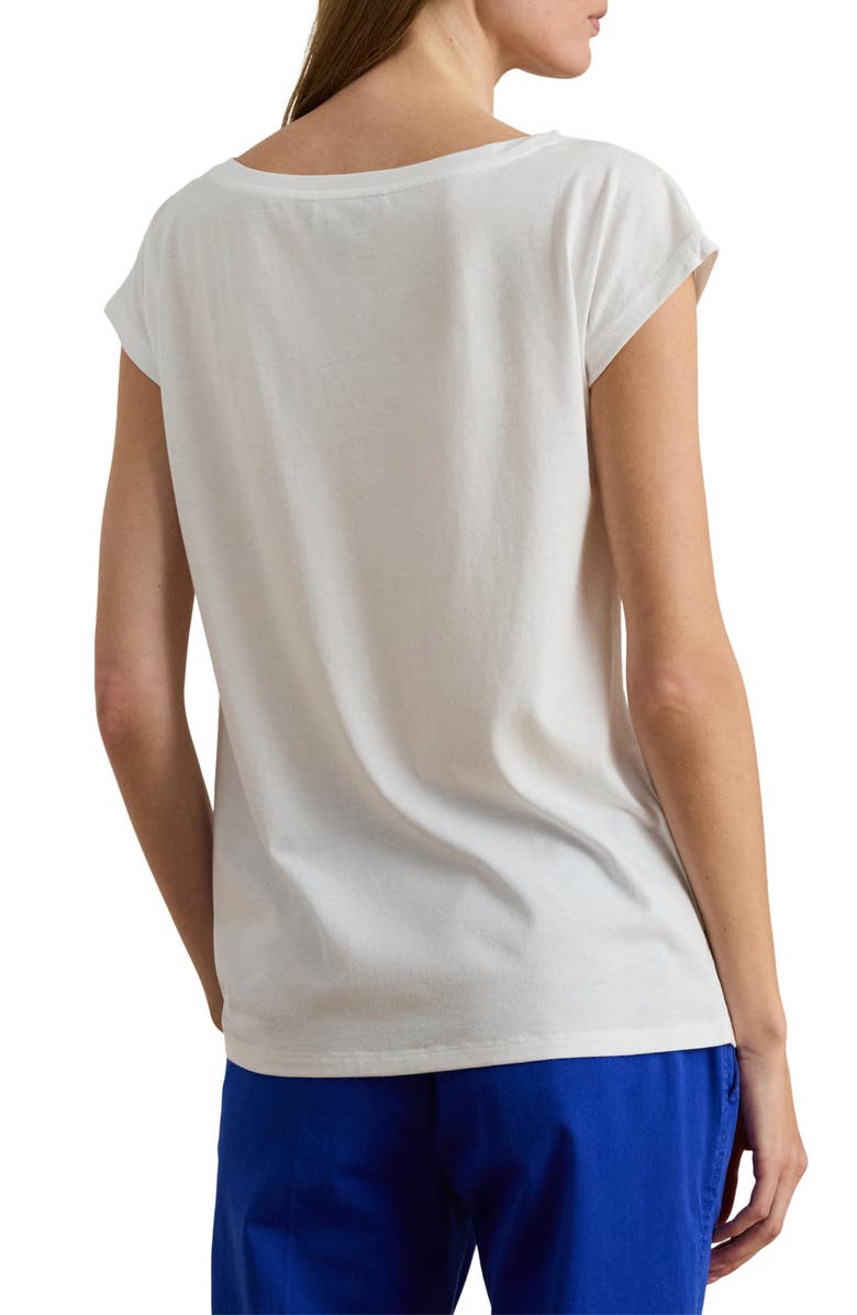 Lauren Ralph Lauren Print Boat Neck Top, Alternate, color, White
