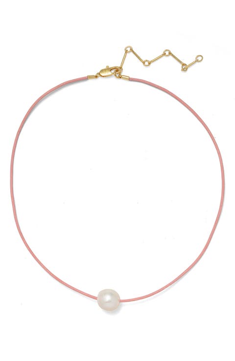 Freshwater Pearl Leather Cord Necklace