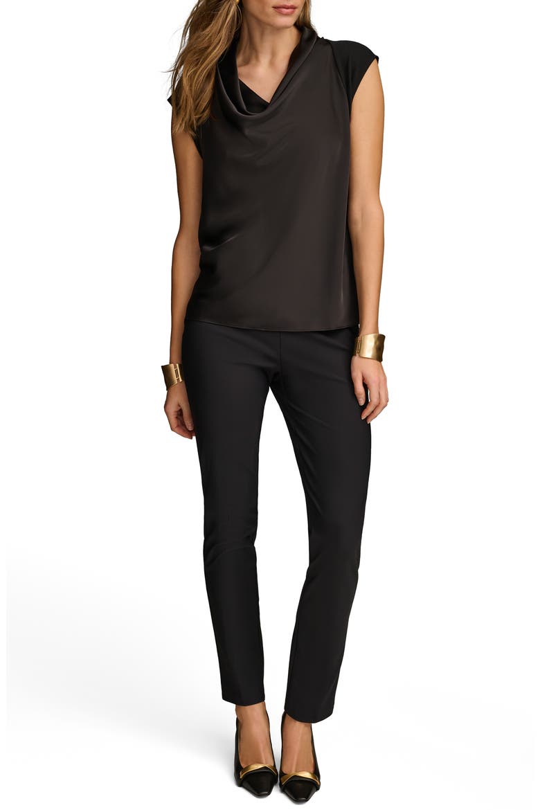 Cap Sleeve Cowl Neck Top, Alternate, color, BLACK
