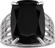FZN Sterling Silver Black Spinel Ring