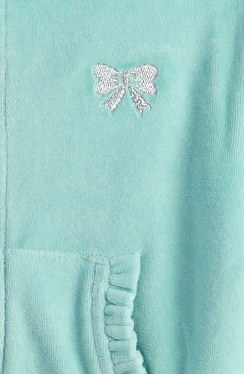 Tucker + Tate Bow Embroidered Velour Full Zip Hoodie & Joggers Set, Alternate, color, Teal Aquifer Bow
