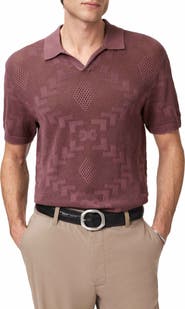 John Varvatos Corso Organic Cotton Diamond Crochet Polo