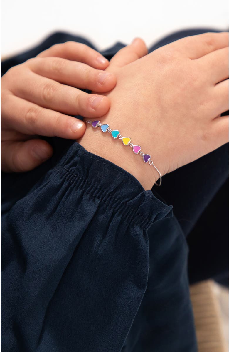 In Season Jewelry Rainbow Enamel Heart Girls Bracelet, Alternate, color, Multi-Color