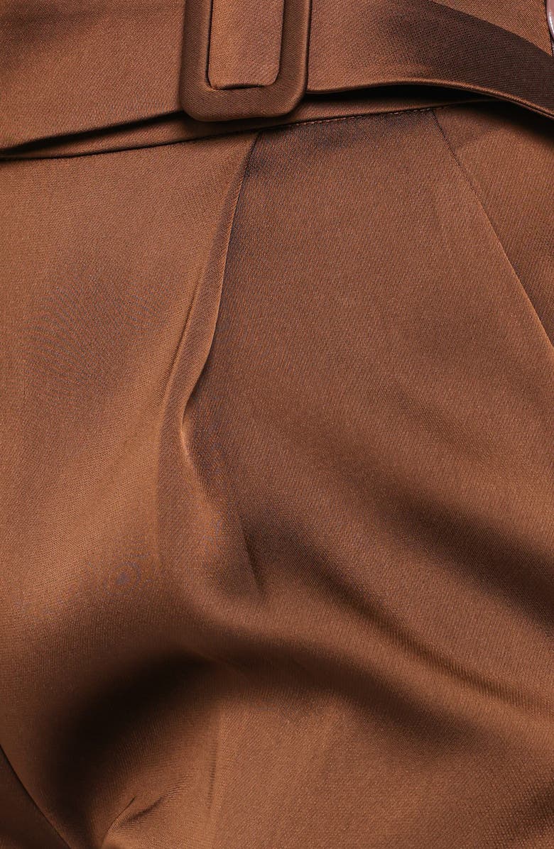 Petal & Pup Trina Belted Satin Pants, Alternate, color, Brown